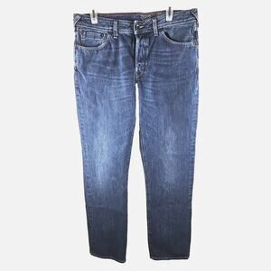 JACK WILLS 350-4-842 MEN'S BLUE JEANS, 32 x 32, BUTTON FLY DARK Blue